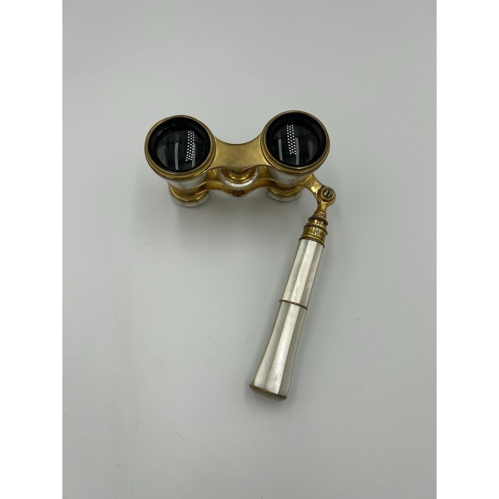 Lemaire Fils Paris Antique Opera Glasses Mother of Pearl Handle Gold Tone